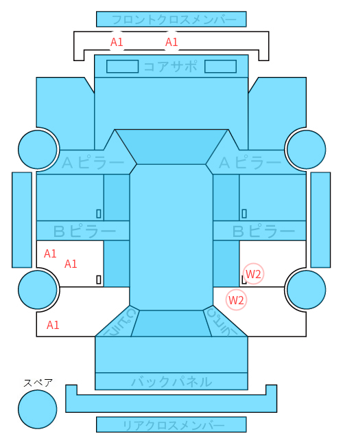 Body condition diagram (damage marks, Japanese labels)