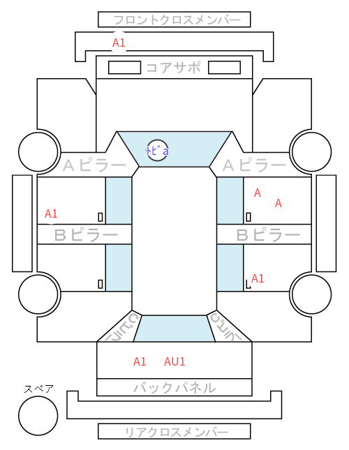 Body condition diagram (damage marks, Japanese labels)
