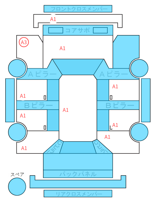 Body condition diagram (damage marks, Japanese labels)