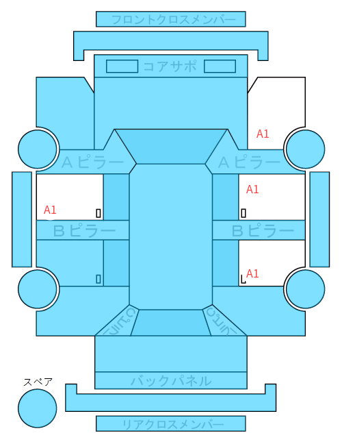 Body condition diagram (damage marks, Japanese labels)