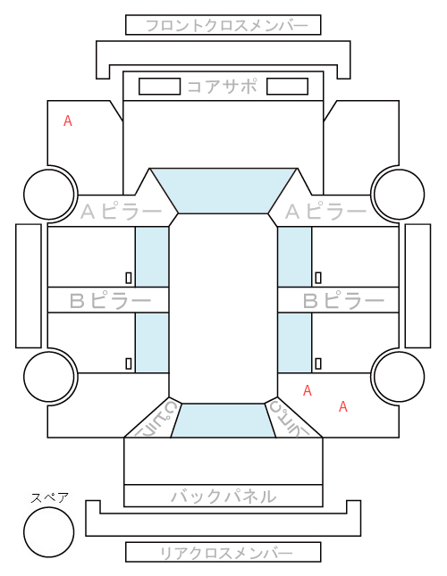 Body condition diagram (damage marks, Japanese labels)