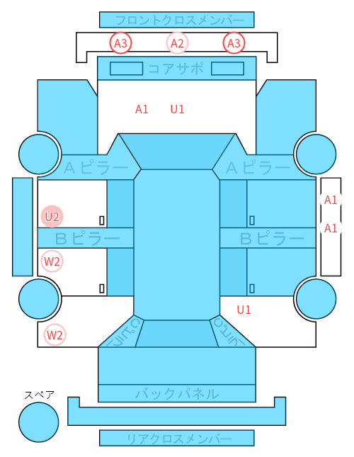 Body condition diagram (damage marks, Japanese labels)
