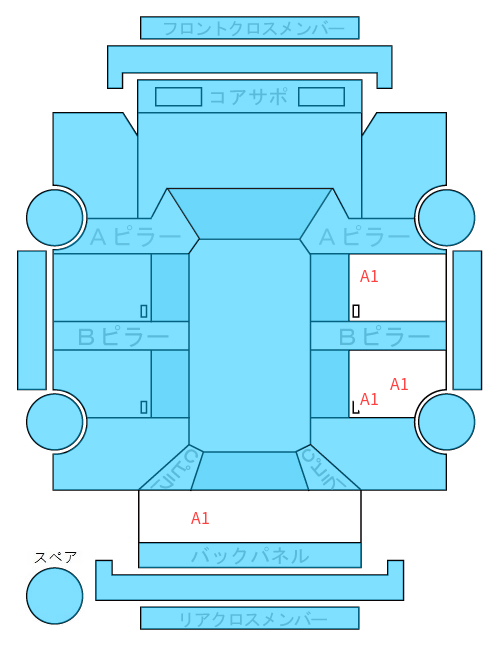 Body condition diagram (damage marks, Japanese labels)