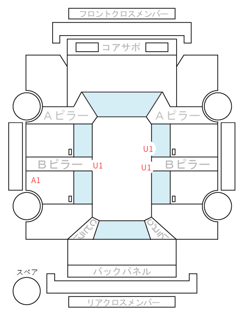 Body condition diagram (damage marks, Japanese labels)