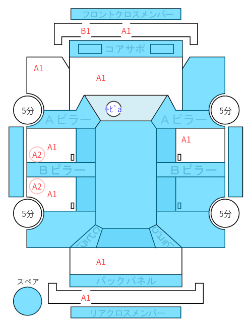 Body condition diagram (damage marks, Japanese labels)