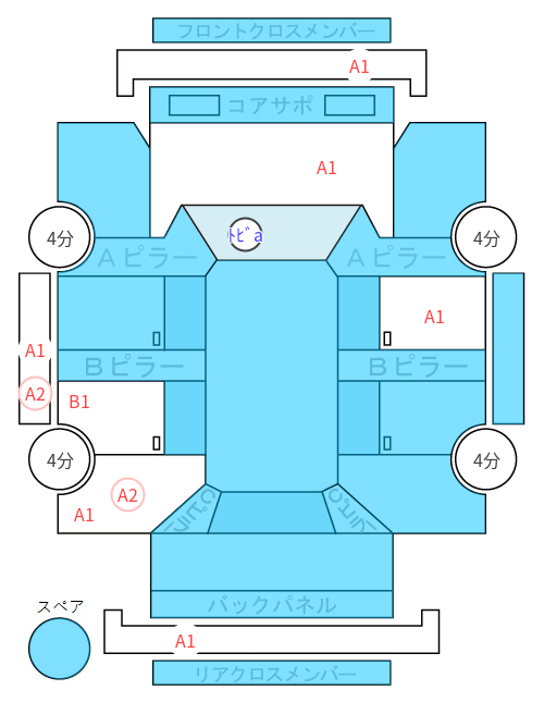 Body condition diagram (damage marks, Japanese labels)