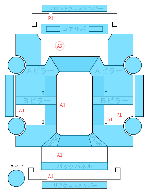 Body condition diagram (damage marks, Japanese labels)