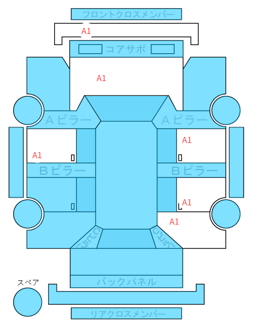 Body condition diagram (damage marks, Japanese labels)