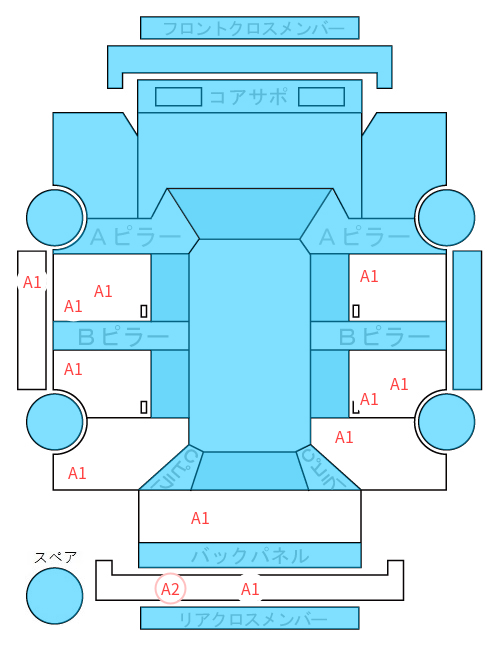Body condition diagram (damage marks, Japanese labels)