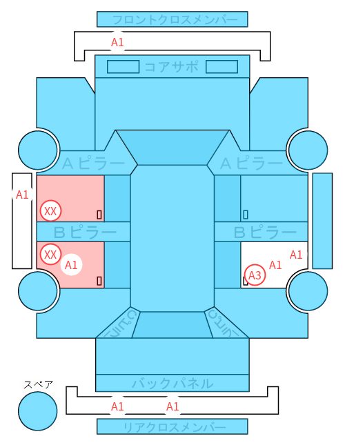 Body condition diagram (damage marks, Japanese labels)