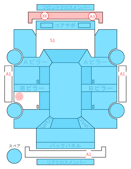 Body condition diagram (damage marks, Japanese labels)