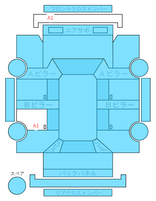 Body condition diagram (damage marks, Japanese labels)