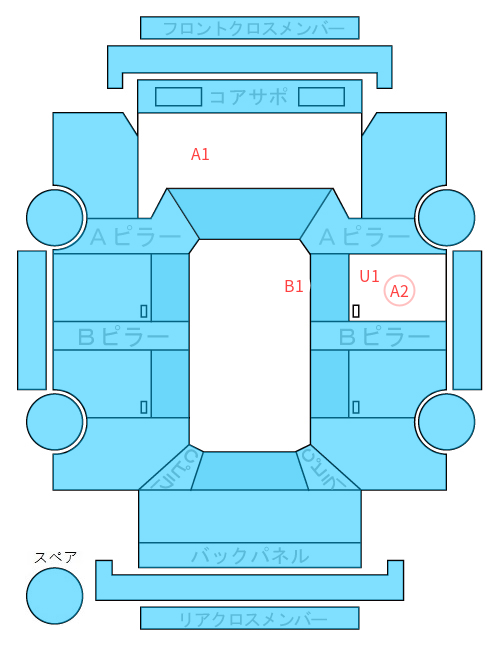 Body condition diagram (damage marks, Japanese labels)