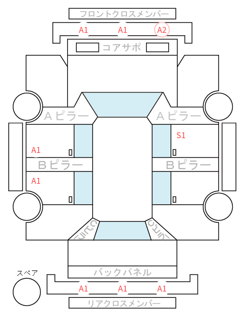 Body condition diagram (damage marks, Japanese labels)