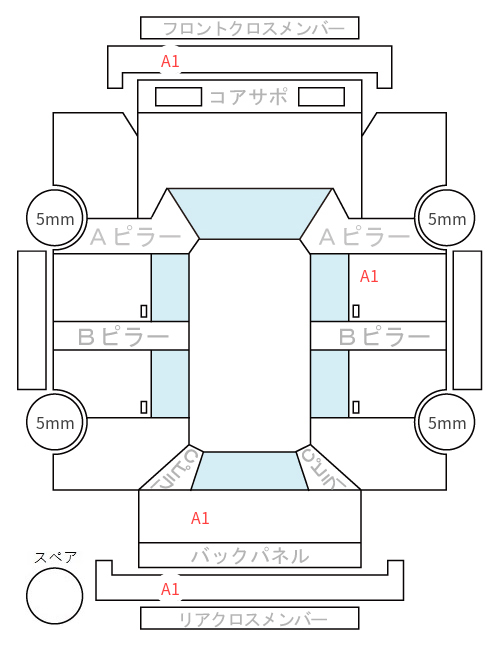 Body condition diagram (damage marks, Japanese labels)
