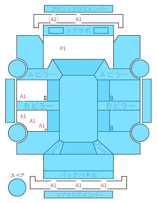 Body condition diagram (damage marks, Japanese labels)
