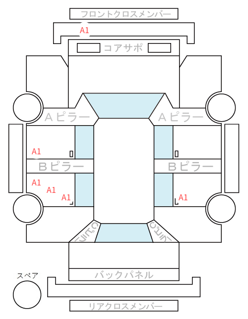 Body condition diagram (damage marks, Japanese labels)