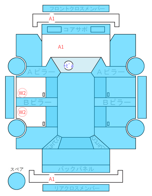 Body condition diagram (damage marks, Japanese labels)