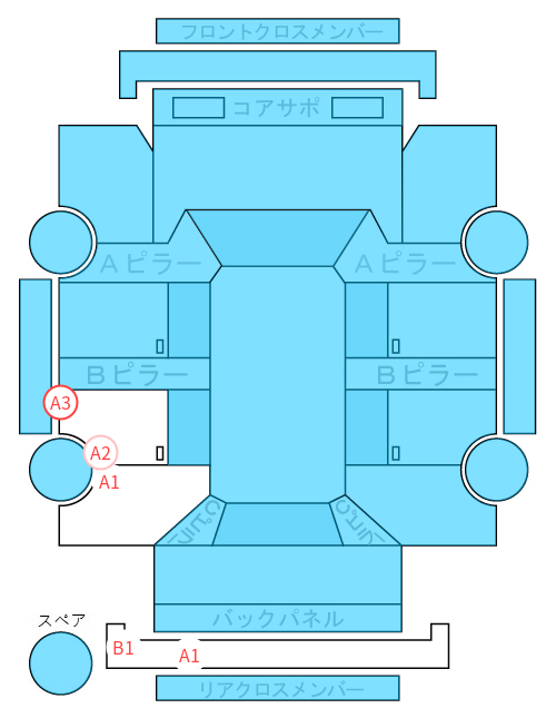 Body condition diagram (damage marks, Japanese labels)