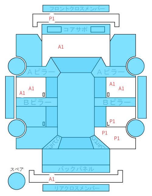 Body condition diagram (damage marks, Japanese labels)