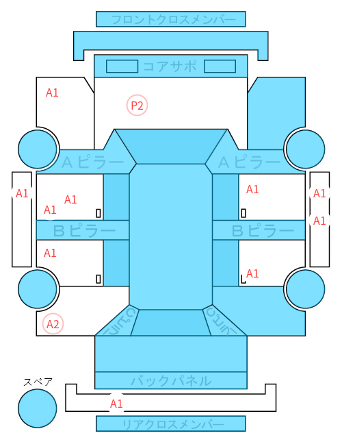 Body condition diagram (damage marks, Japanese labels)