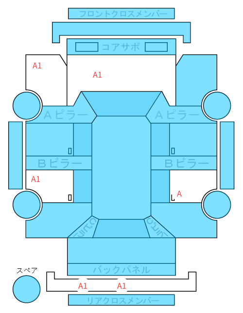 Body condition diagram (damage marks, Japanese labels)