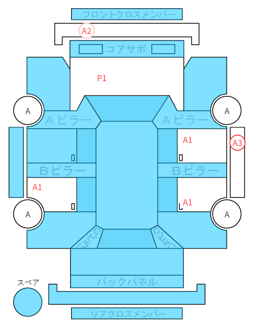 Body condition diagram (damage marks, Japanese labels)
