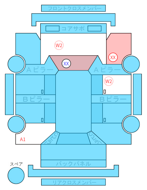 Body condition diagram (damage marks, Japanese labels)