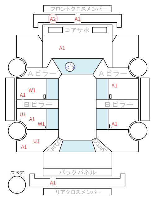 Body condition diagram (damage marks, Japanese labels)