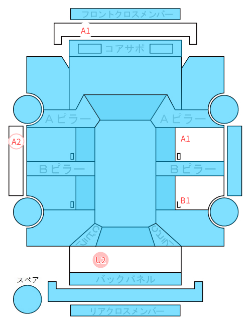 Body condition diagram (damage marks, Japanese labels)