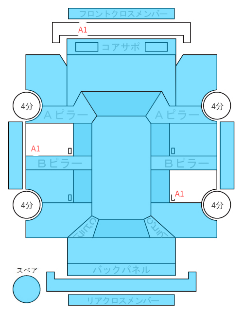 Body condition diagram (damage marks, Japanese labels)