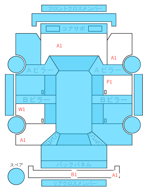 Body condition diagram (damage marks, Japanese labels)
