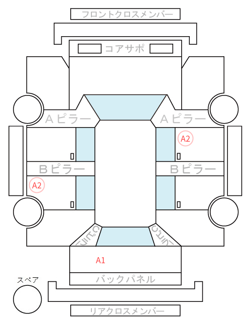 Body condition diagram (damage marks, Japanese labels)