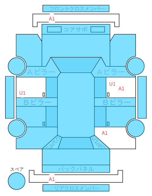 Body condition diagram (damage marks, Japanese labels)