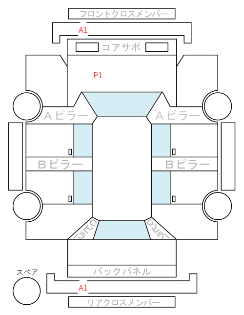 Body condition diagram (damage marks, Japanese labels)