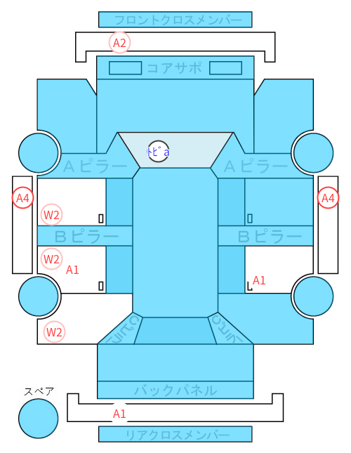 Body condition diagram (damage marks, Japanese labels)