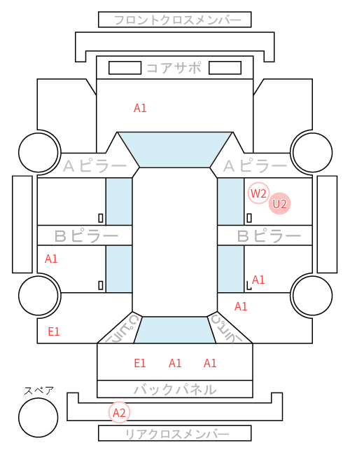 Body condition diagram (damage marks, Japanese labels)