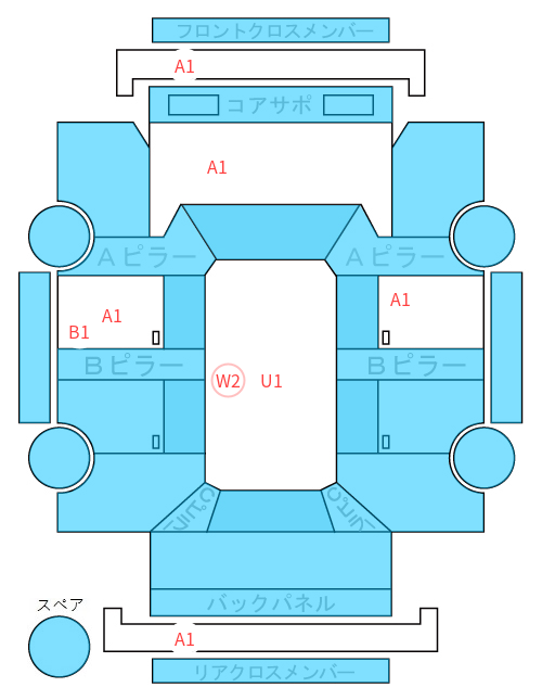 Body condition diagram (damage marks, Japanese labels)