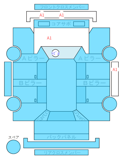 Body condition diagram (damage marks, Japanese labels)