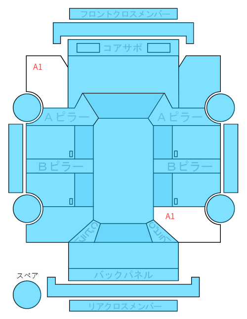 Body condition diagram (damage marks, Japanese labels)