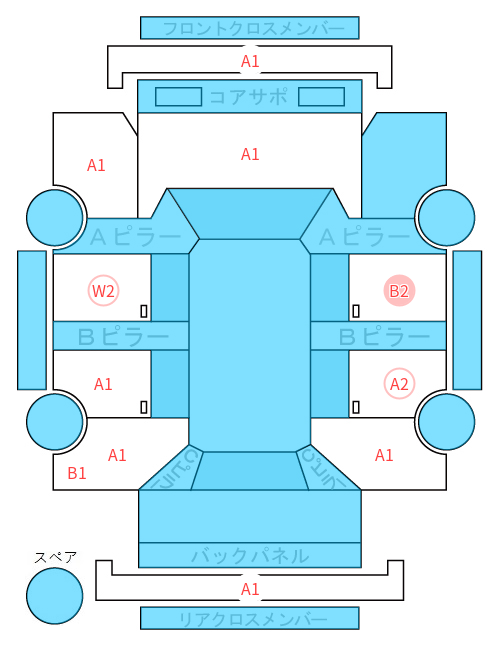 Body condition diagram (damage marks, Japanese labels)