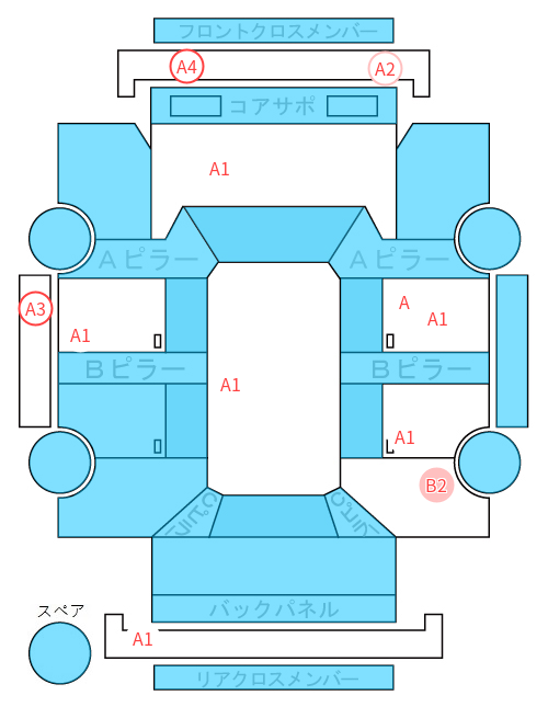 Body condition diagram (damage marks, Japanese labels)