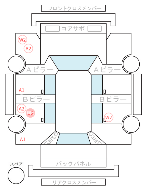 Body condition diagram (damage marks, Japanese labels)
