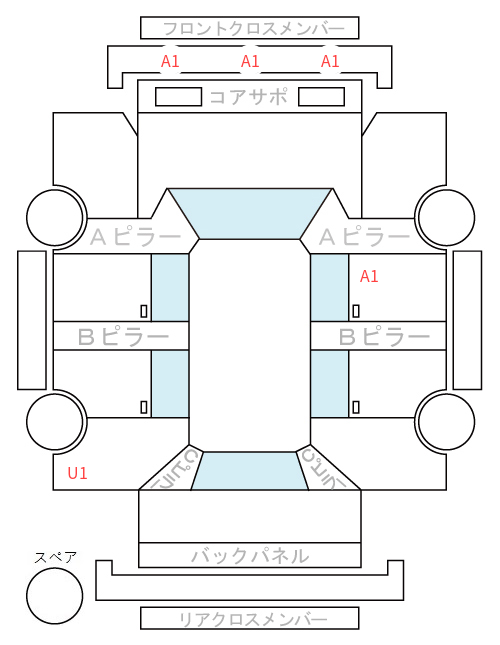 Body condition diagram (damage marks, Japanese labels)