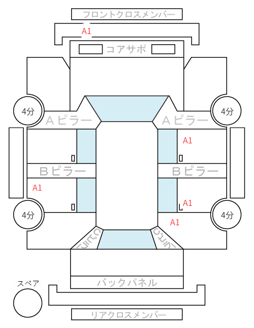 Body condition diagram (damage marks, Japanese labels)
