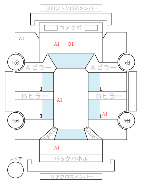 Body condition diagram (damage marks, Japanese labels)