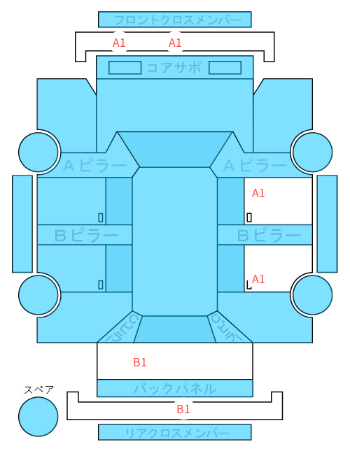 Body condition diagram (damage marks, Japanese labels)