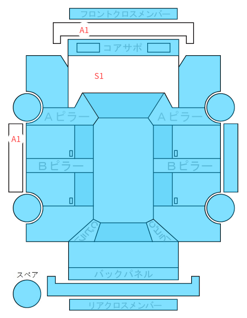 Body condition diagram (damage marks, Japanese labels)