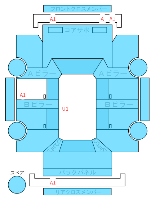 Body condition diagram (damage marks, Japanese labels)
