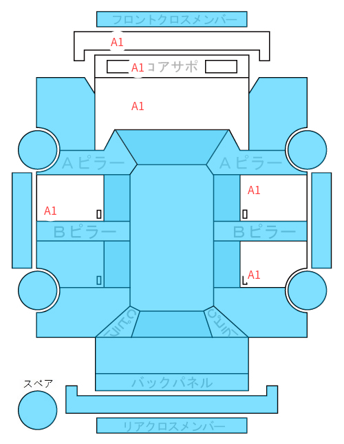 Body condition diagram (damage marks, Japanese labels)